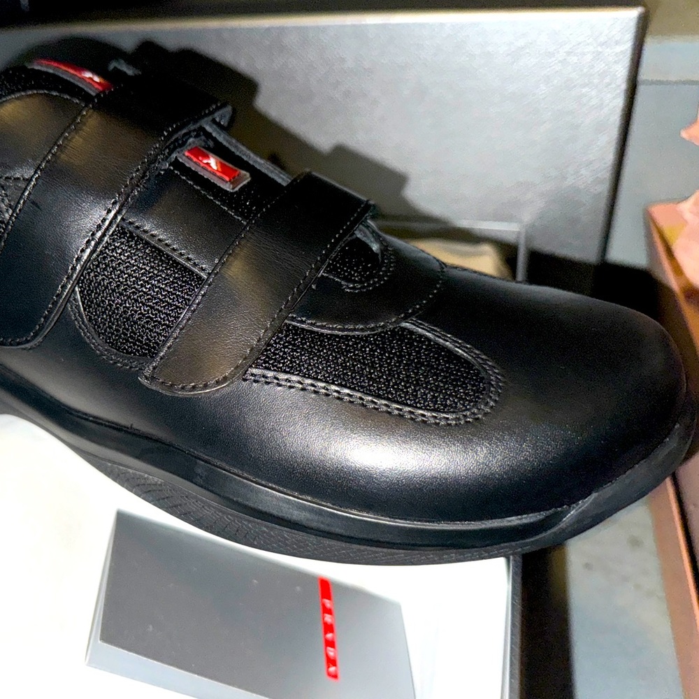 Prada black leather sneakers, size 40
